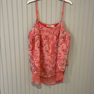 Faded Glory Pink Flowy Paisley Tank Top | Size L 12-14